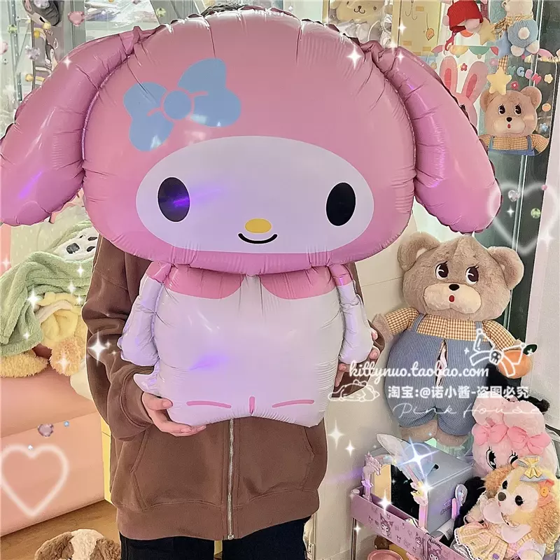 Sanrio Balão Kawaii Anime Kuromi Minha Melodia Cinnamoroll Festa de Aniversário Decoração Jumbo Balões Menina Coração Bonito Foto Prop