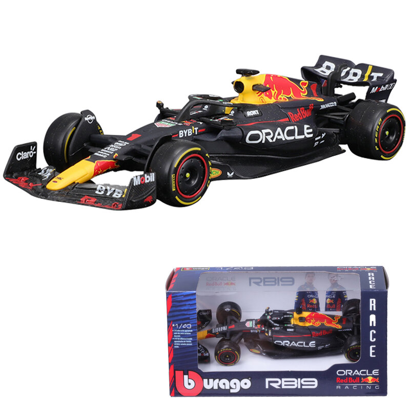 Bburago-coche de carreras de TORO ROJO, modelo 1:43 F1, versión Regular 2023, RB19 #1 Verstappen #11 Perez, coche de aleación, juguete fundido a presión