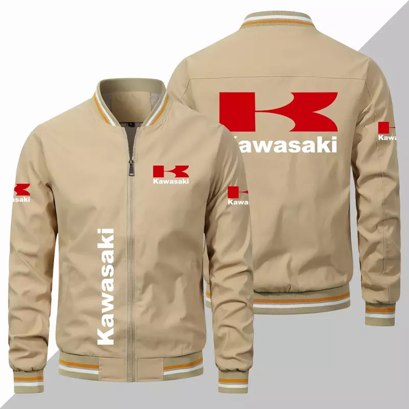Chaqueta con estampado de logotipo de motocicleta Kawasaki para hombre, traje deportivo al aire libre, cortavientos con cremallera, chaqueta de motociclista de carreras, ropa Kawasaki