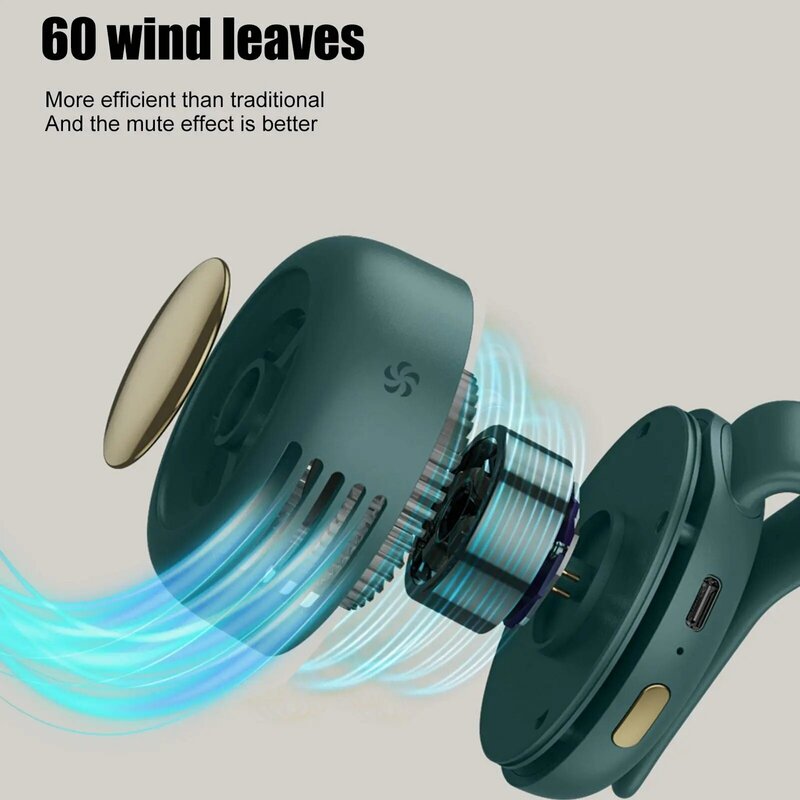 Mini ventilador portátil de torbellino, dispositivo de carga a presión, Clip de cintura, 3 velocidades, manos libres, silencioso, viento fuerte, MF019