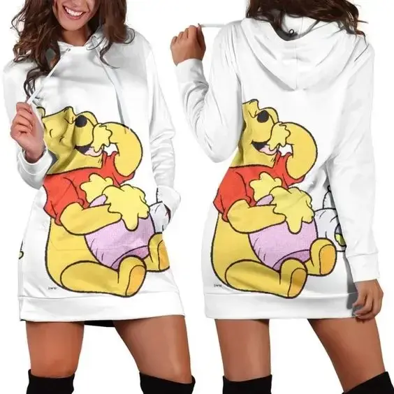 Disney Winnie the Pooh Y2k felpa con cappuccio vestito maglione moda vestito felpa vestito 3d Allover stampato felpa con cappuccio per le donne