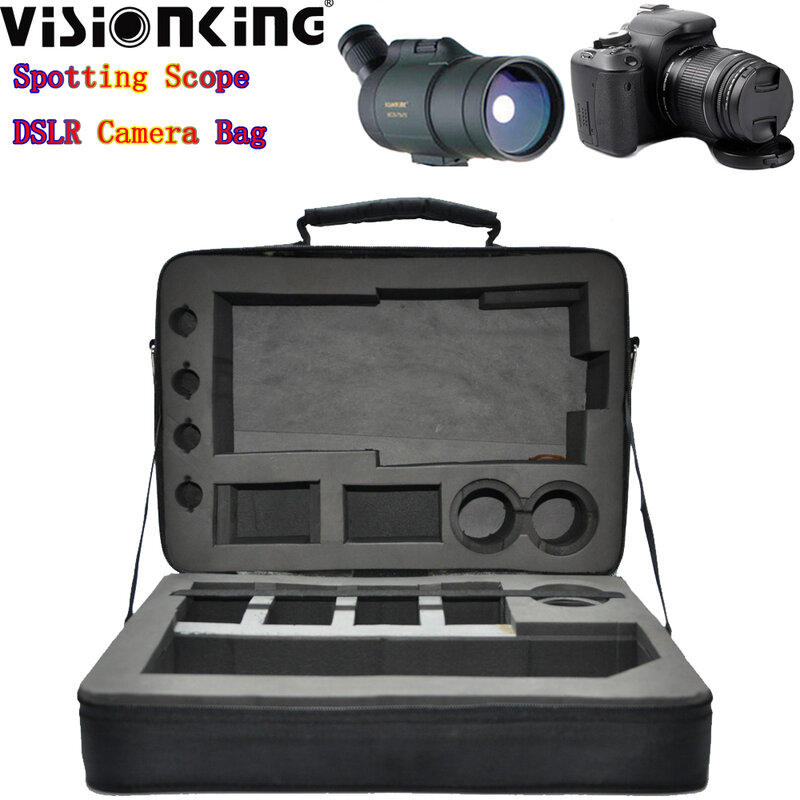 Visionking-impermeável DSLR Camera Bag, amortecedor, Spotting Scope Mochila, à prova de queda Carry Case, Shoulder Bag, Nylon espuma dura