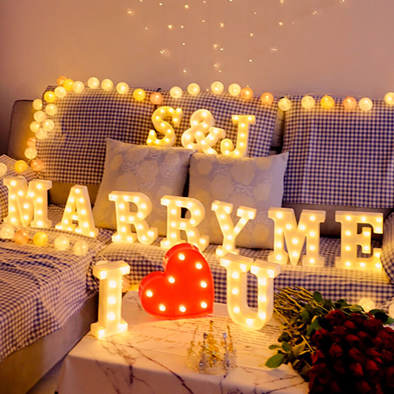 22cm luminoso LED lettera luce notturna 26 numero alfabeto inglese lampada batteria Diwali decorazione romantica festa di nozze natale