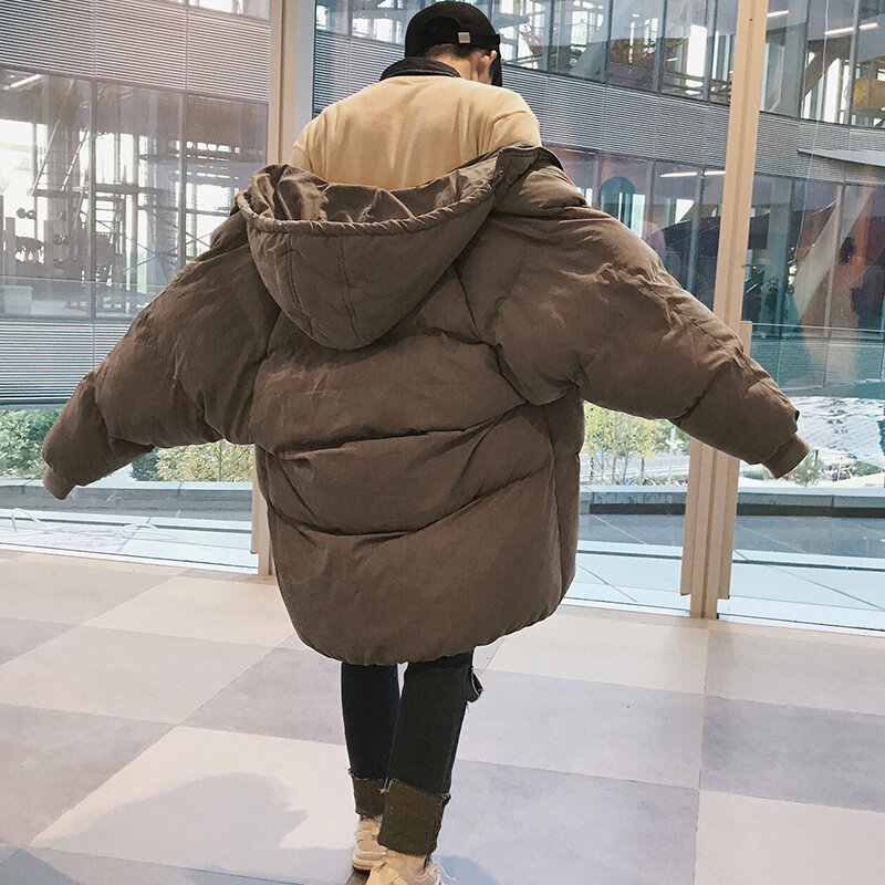 Kurtka zimowa mężczyźni kurtka z kapturem mężczyzn koreański, z długimi kurtka bawełna płaszcz męska wiatrówka parki Oversize ciepły chleb płaszcze płaszcze