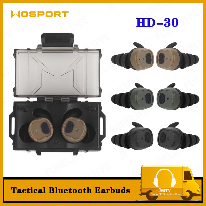 Tactical Bluetooth Earbuds, Fones De Proteção, Cancelamento De Ruído, Captador Eletrônico, Bluetooth 5.3 Conectividade
