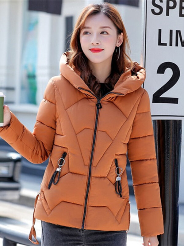 2023 New Winter Parka Women Hooded Short Down Jacket Thick Cotton Coat Casual Cotton-Padded Jacket Ladies Outerwear Female