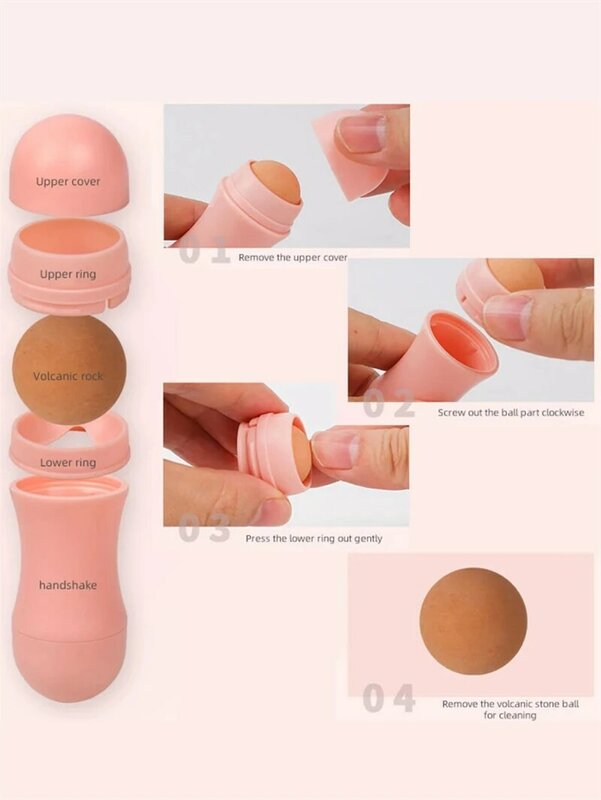 Face Oil Absorbing Roller 2 Balls Skin Care Tool Volcanic Stone Oil Absorber Washable Facial Oil Removing Care Skin Makeup Tool