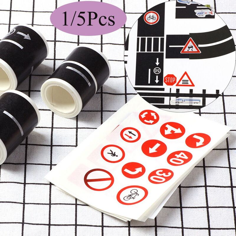 1/5Pcs DIY Railway Road Tape Adhesive Intelligence Kids Learning Traffic Sticker Safety Education Study Road Signs Tool