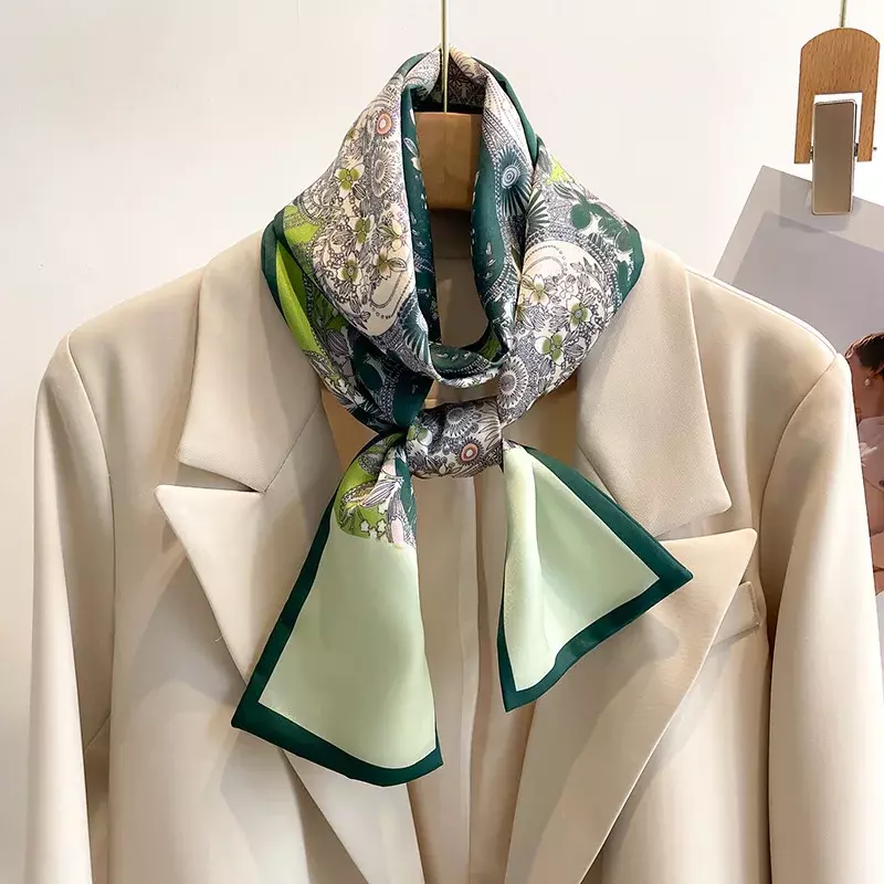 여성용 작은 실크 스카프, 한국 스타일, 넥타이 가방, 머리띠 장식, 목 스카프, 봄 가을 여름 패션