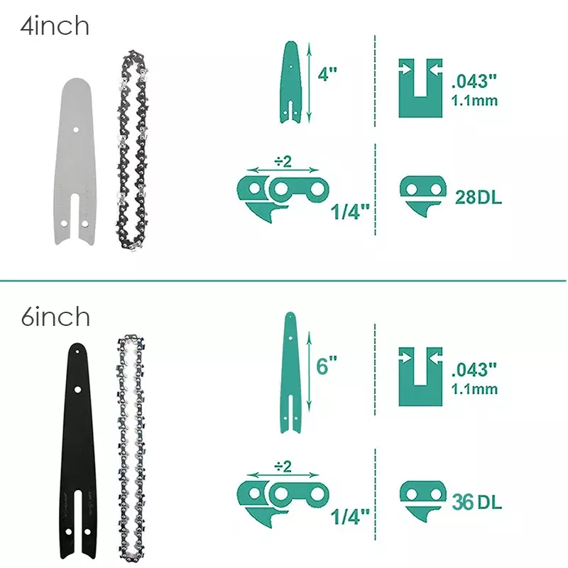 4 Inch/6 Inch Chain Guide Mini Electric Chainsaw Chains Steel Electric Saws Guide Garden Power Tools Accessories Replacement