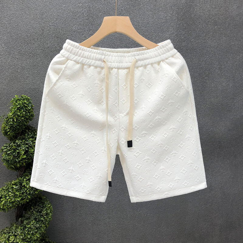 Celana pendek Jacquard putih musim panas pria