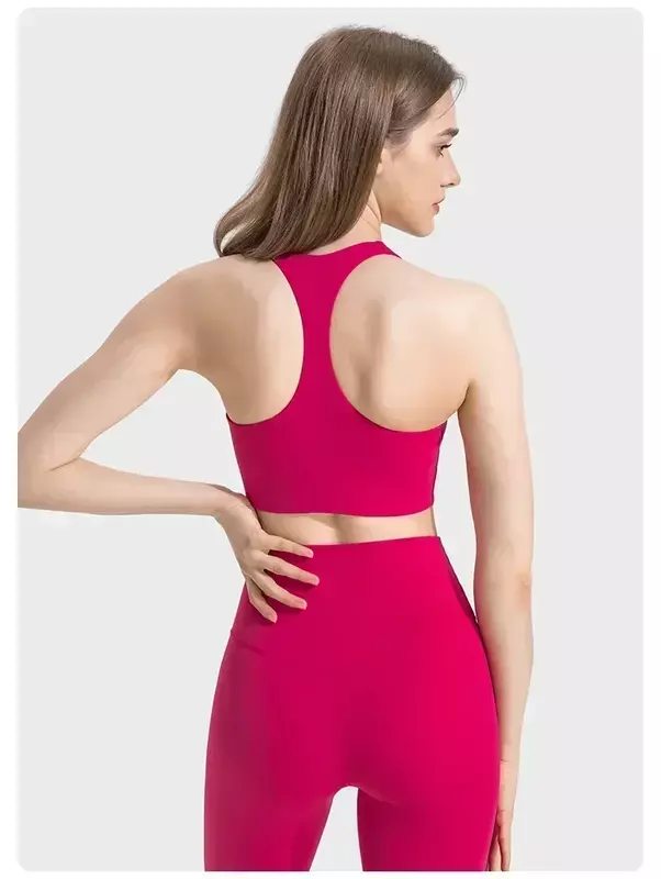 Lemon Women H-word High Elasticity Shock-proof Sports Bra Fixed Chest Pad Yoga Underwear Fitness Running Sports Vest Top