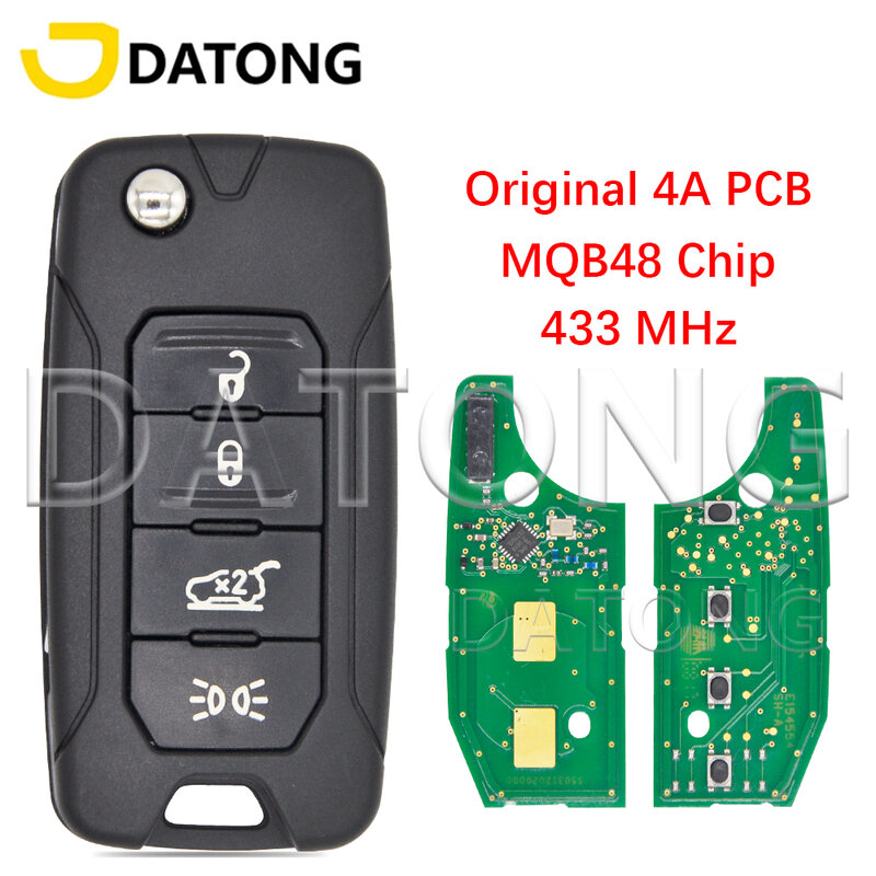 กุญแจรีโมทคอนโทรลรถ Datong World สำหรับ JEEP RENEGADE Fiat 500X 4A ของแท้บอร์ด PCB ชิป MQB48กุญแจพับ
