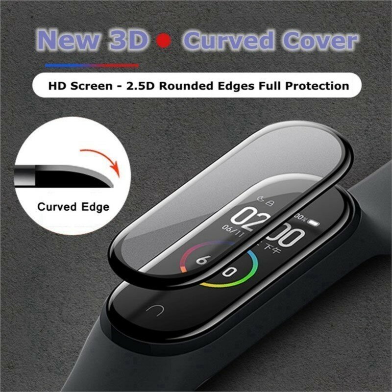 Screen Protector For Xiaomi Mi band 6 7 Smart Watch Accessories Miband 3D Full Soft Glass Protective xiaomi mi band 5 4 3 Film