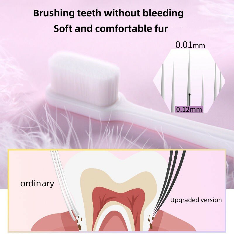 Escova de dentes macia ultra fina para adultos, milhão de cerdas nano, escova de dentes, limpeza profunda, portátil, viagens, dental, higiene oral
