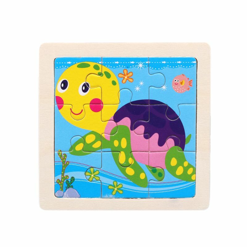 9PCS Mudah Puzzle Kayu Jigsaw Montessori Mainan untuk Anak TK Hadiah Ulang Tahun. Dropship