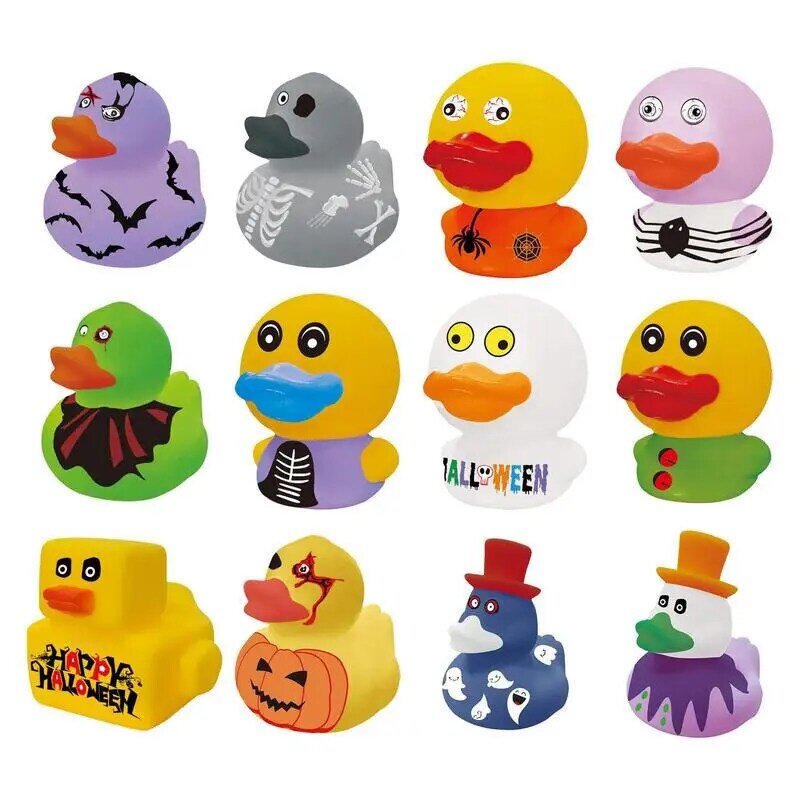 Cute Rubber Duck Assorted Bath Toys for Kids, Shower Presentes, Baby Shower, Birthday Party Decorações, Novo, 12 Pack