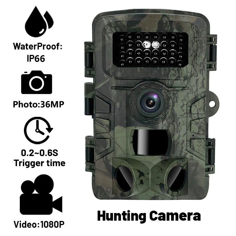 Охотничья камера 4K HD 36 МП 1080P, инфракрасная наружная камера для слежения, ночное видение, активация движением, ловушка для охоты, игра IP66, водонепроницаемая, для дикой природы