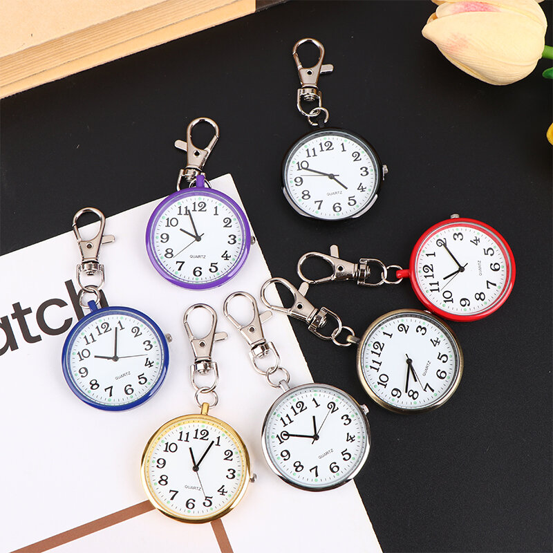 Vintage Enfermeira Pocket Watch com Bateria, Relógio Chaveiro Fob, Médico Relógio, Presente