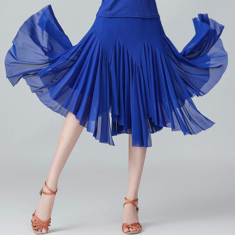 Женская юбка для латиноамериканских танцев, юбка для бальных танцев, 360 градусов, для сальсы, румбы, вальса, удобная мягкая танцевальная юбка для тренировок