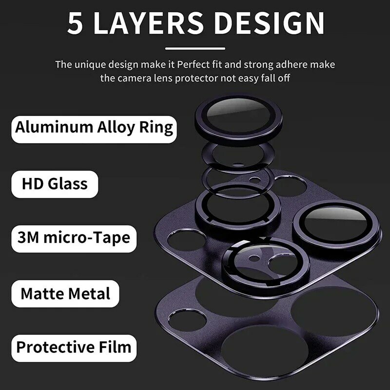 Metal câmera lente protetor vidro, HD lente traseira película protetora para iPhone 11