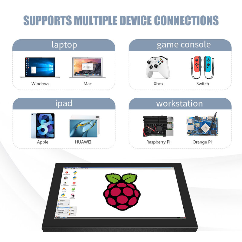 7-дюймовый ЖК-дисплей для ноутбука с проекционным модулем с емкостной сенсорной панелью Raspberry Pi 5, совместимый с hdmi монитор для ПК