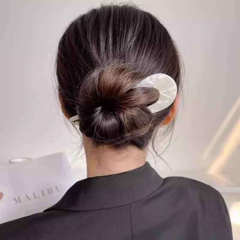 New Exquisite U-Shape Women Meatball Head Hairpin New Chinese Style Hair Sticks fermaglio per capelli in acetato accessori per capelli semplici ed eleganti