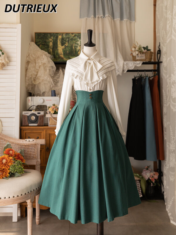 Faldas informales de línea A para mujer, faldas largas simples y elegantes de Color sólido, moda que combinan con todo, primavera y otoño, novedad de 2024