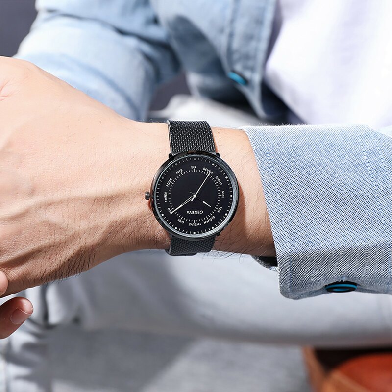 2022 Mode Horloges Voor Mannen Bedrijf Roestvrij Staal Gaas Riem Quartz Polshorloge Kalender Klok Luxe Man Casual Relogio