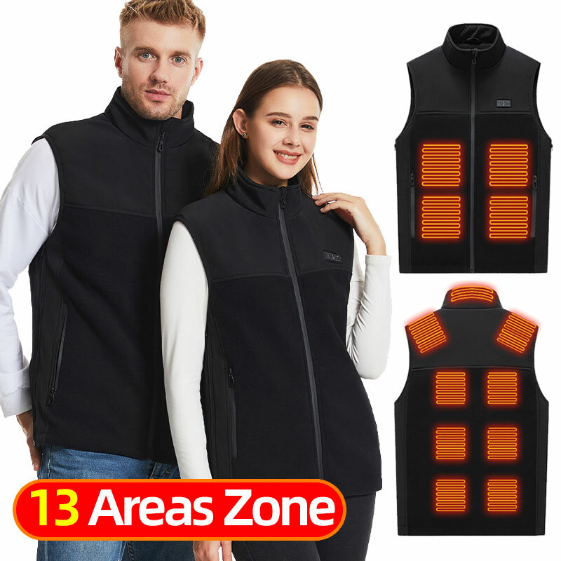 Fleece Heated Vest Men Usb Rechargeable Electric Self Heating Vest Women Warming Heated Jacket Outdoor Hunting Heating Clothing
