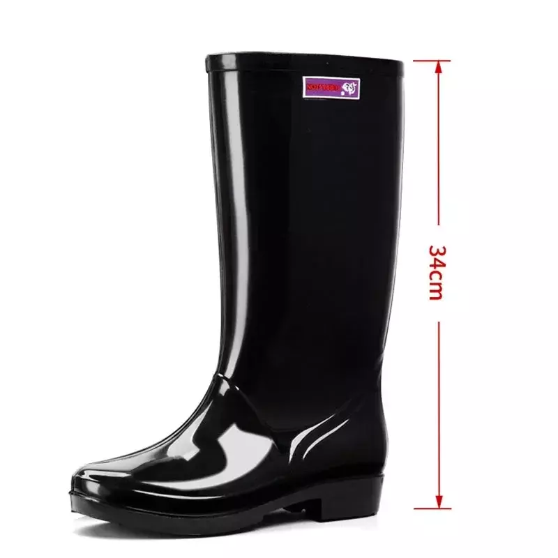 Damskie buty przeciwdeszczowe Casual PVC z aksamitnym wodoodpornym antypoślizgowym kozaki do kolan New Fashion Tide for reas De Mujer