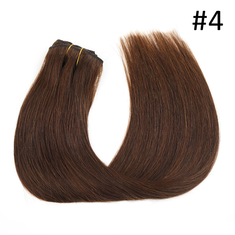 وصلات شعر ريمي برازيلي مستقيم للنساء ، قطعة شعر بمشبك ، وصلات شعر بشري ، بني شوكولاتة ، #2