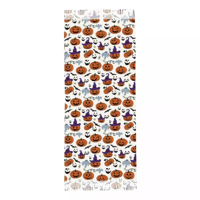할로윈 심리스 패턴 디자인 호박 박쥐 유령, 따뜻한 겨울 인피니티 스카프 세트, 담요 스카프, 퓨어 컬러