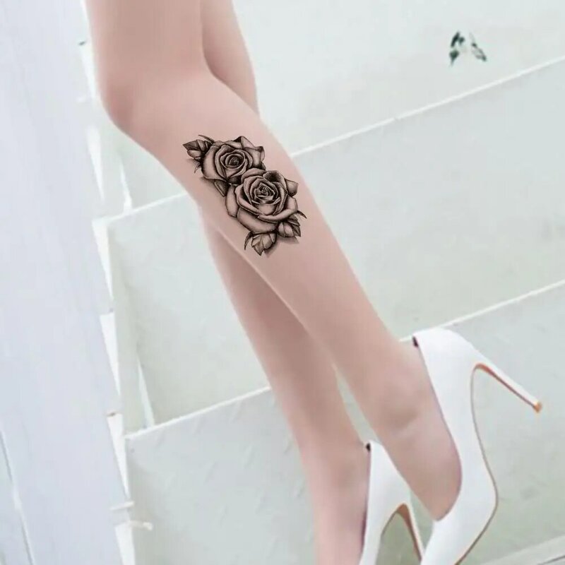 Tatuaje temporal Floral para el cuerpo, pegatina con imagen vívida y clara, tatuaje temporal de flores para el brazo