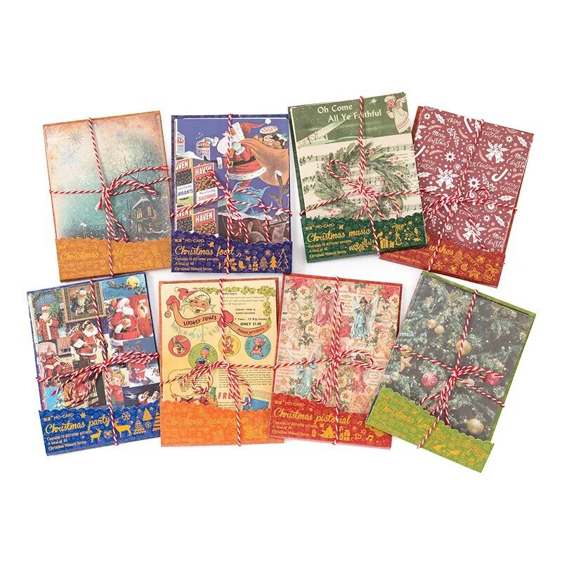 40 pcs/lot memo pads material papel um livro de memórias de natal junk journal scrapbooking cards retro decoração de fundo