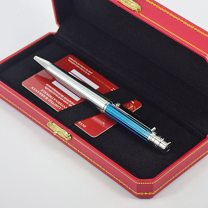 MSS Santos de CT Blue Texture Quality Metal Roller Ball Ballpoint Pen With Serial Number Writing Smooth Luxury Stationery