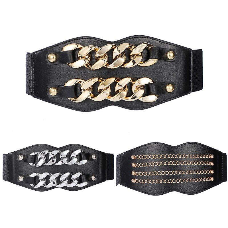 All-match Ladies Waist Belt Women Straps Light Luxury Personality with Geometric Chain Buckle Belt for Women Coat