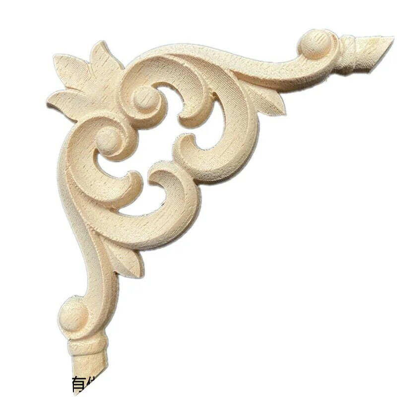 10cm figurine di legno floreale naturale artigianato legno intagliato angolo Appliques telaio porta a parete mobili intaglio del legno decorativo