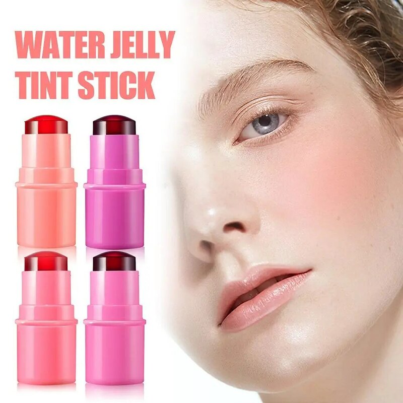 4 colori gelatina di frutta in polvere persone pigre Lip Gloss Stick evidenziare anche viso facile trucco Blush rossetto per la pelle applicare nuovo C0J1