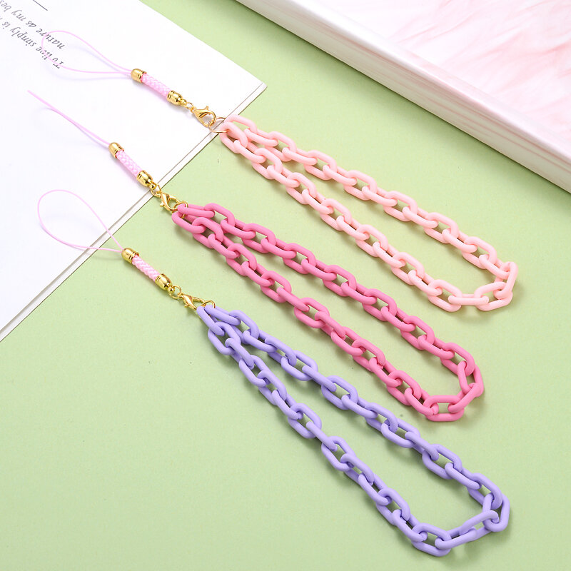 1Pcs Girl Fashion Metal Acrylic Mobile Phone Chain Key Chain Anti-Lost Phone Lanyard Hold Straps Jewelry Accessories Wholesale