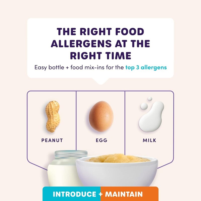 Wczesne wprowadzenie alergenu dla niemowląt 4 Mo | Etap 1 2-90 dni | 3 najlepsze alergeny-organiczne mleko z jajkiem orzechowym