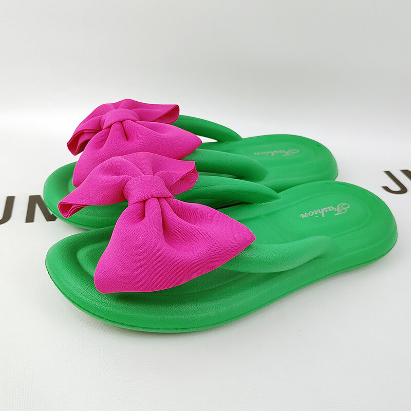 Coreano Slik Bowtie infradito femminile suola morbida pantofole nuvola scarpe donna 2023 piattaforma estiva sandali con tacco piatto donna diapositive