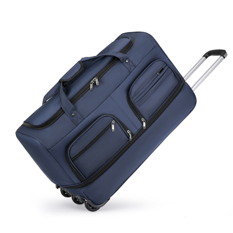 Tas koper troli pria/wanita, sarung HP anti air 18 inci kain Oxford dengan Spinner Multi kompartemen