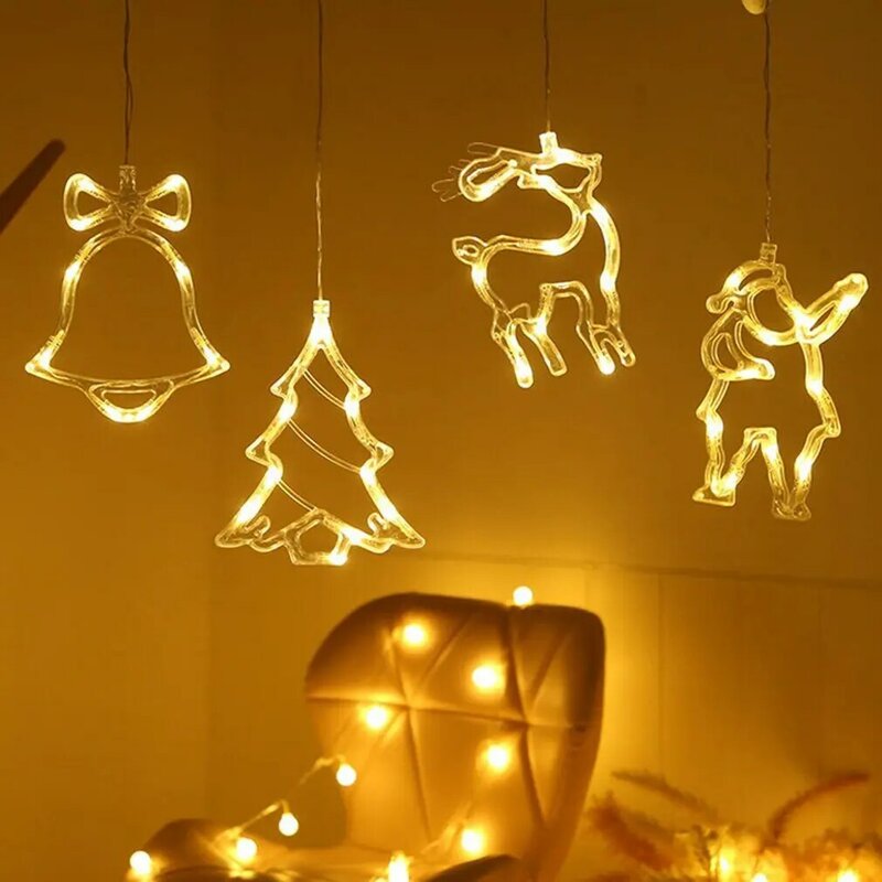 Led Kerst Licht String Ins Raam Zuignap Kroonluchter Creatieve Kerst Lamp Scène Lay-Out Lantaarn Home Window Decor