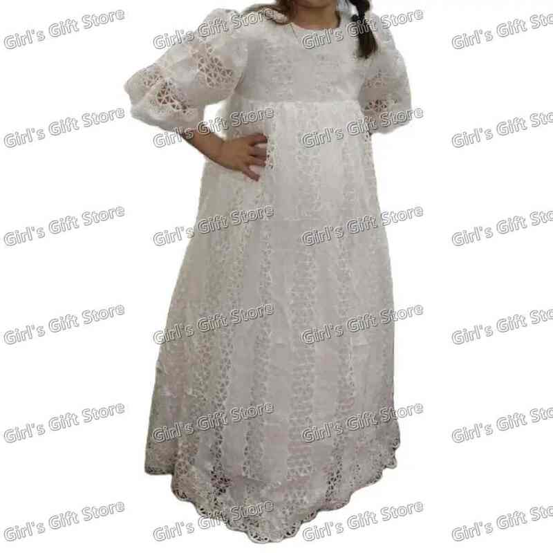 Уникальное ажурное кружевное платье для невесты, изысканные свадебные платья с цветами для девочек, платье для первого причастия для подростков и детей