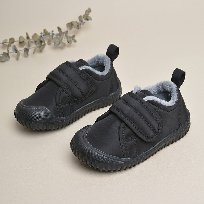 Inverno Novo Crianças de Pelúcia Sapatos de Algodão Design Simples Casual Fundo Macio Botas de Neve de Bebê Quente أحذية 대대이지 신어 zapatos de felpa niños