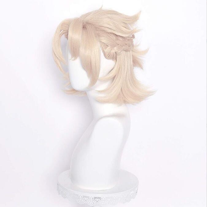 Парик для косплея аниме Genshin Impact Albedo, термостойкие синтетические волосы из короткой льняной ткани для косплея на Хэллоуин