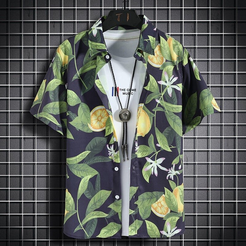 남성용 하와이안 해변 셔츠, 반팔 캐주얼 셔츠, 해변 휴가 속건성 의류, 느슨한 꽃 탑