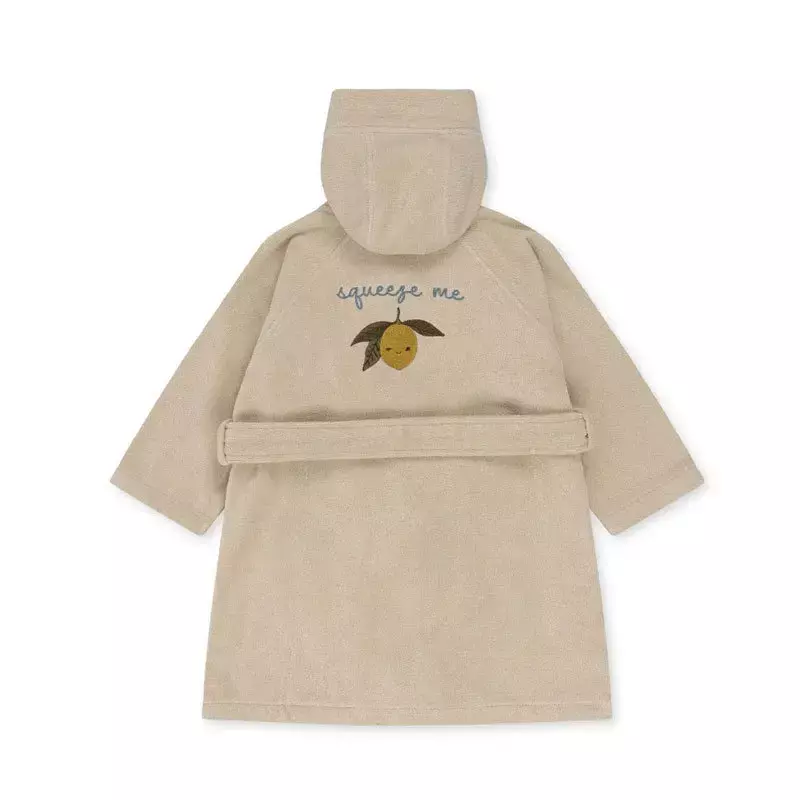 2024 KS New Baby Boys Girls Flannel Bathrobe Towel Children's Cherry Lemon Embroidery Pure Cotton Hooded Bath Towel Pyjamas