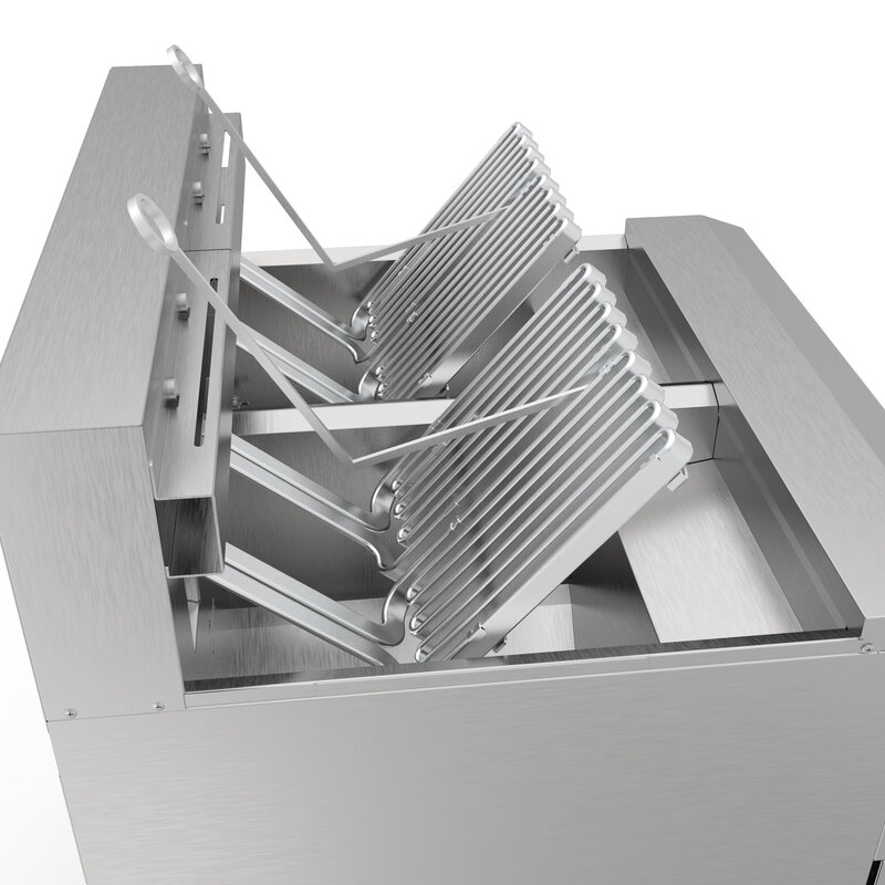 Fritadeira vertical com 2 cestas de fritura Fritadeiras de aço inoxidável Queimadores comerciais de três tubos para restaurante
